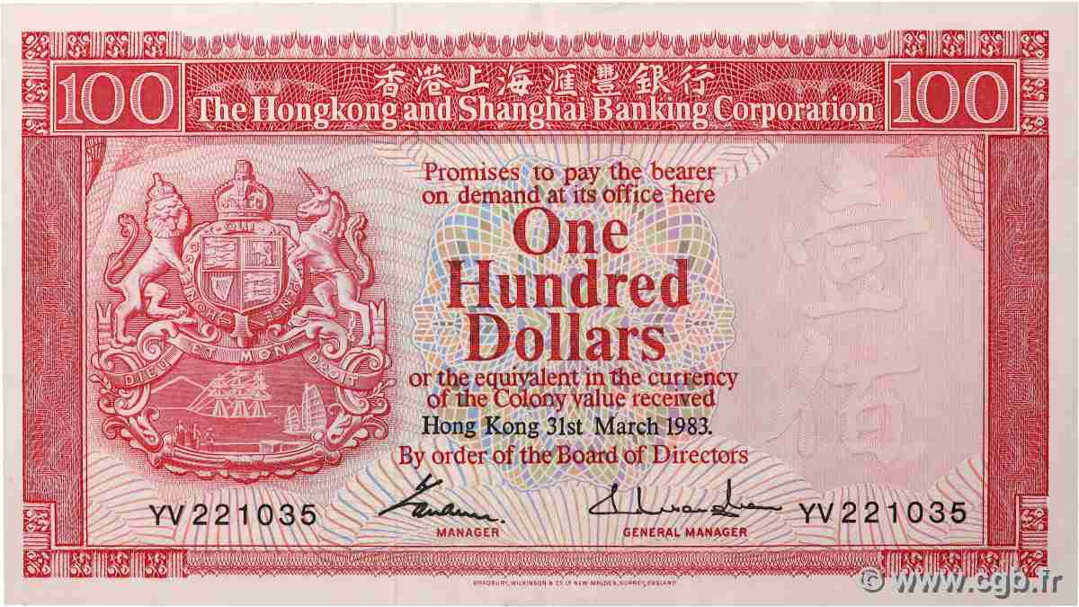 100 Dollars HONG KONG 1983 P.187d XF-
