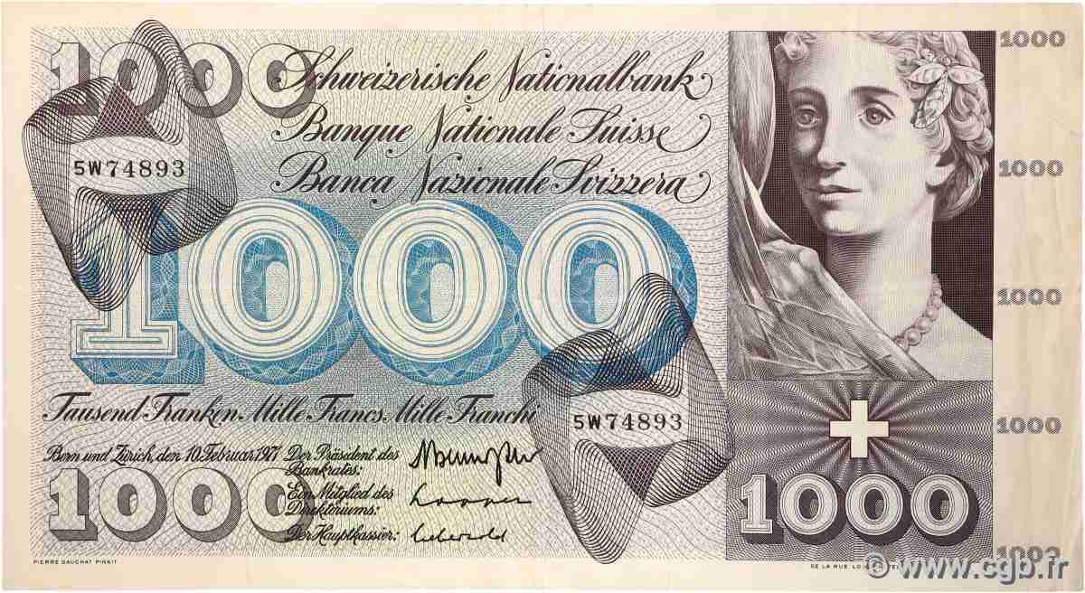1000 Francs SUISSE 1971 P.52j TTB