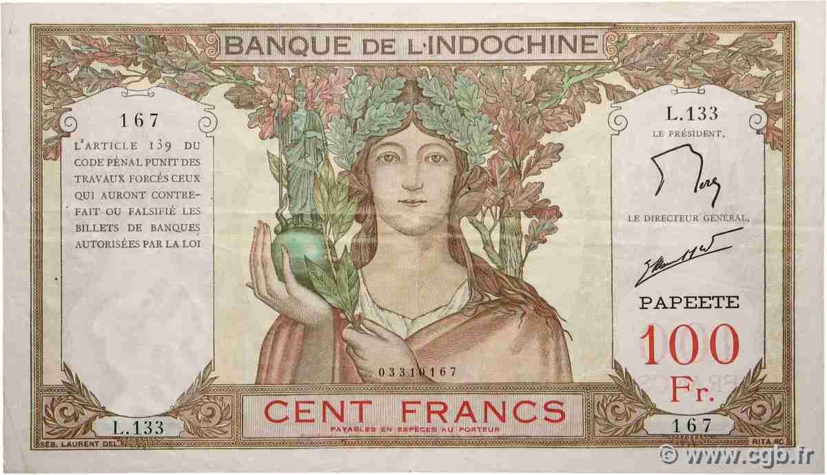 100 Francs TAHITI 1961 P.14d pr.TTB