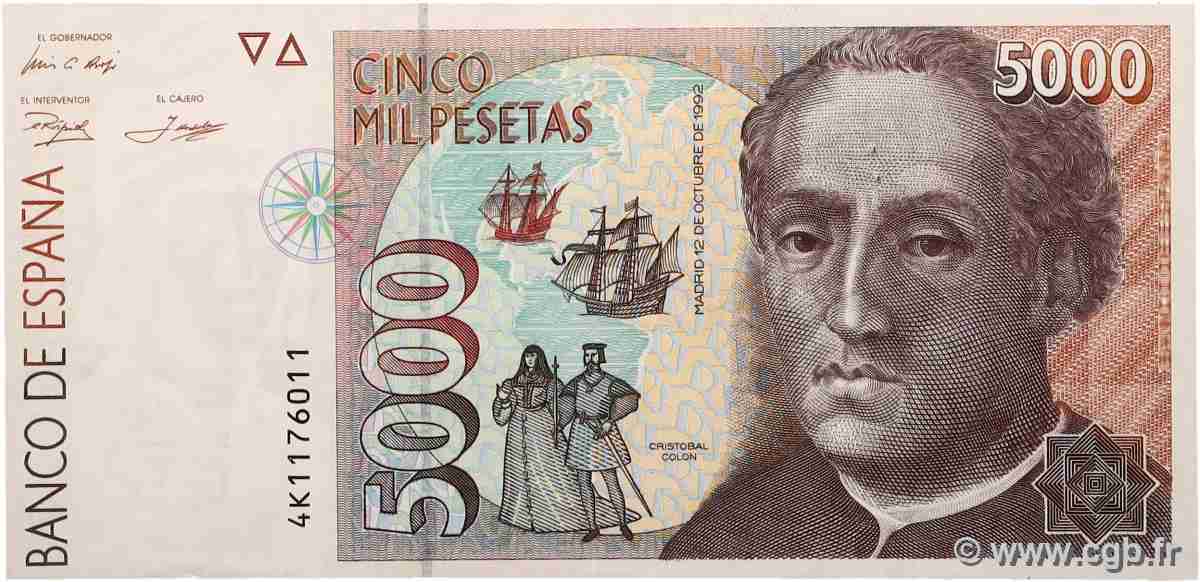 5000 Pesetas SPAGNA 1992 P.165 SPL