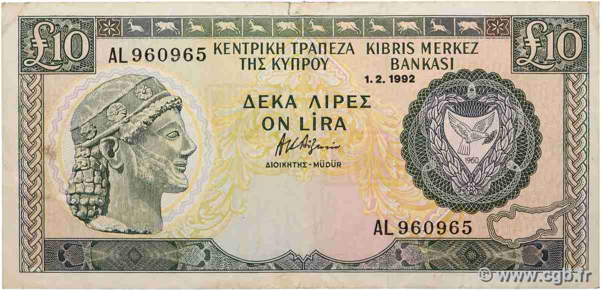 10 Pounds CYPRUS 1992 P.55b F+