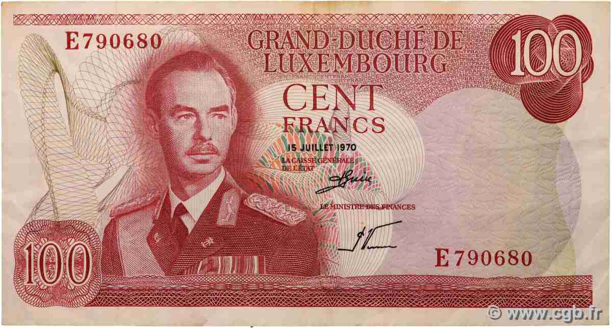 100 Francs LUXEMBURG 1970 P.56a fVZ