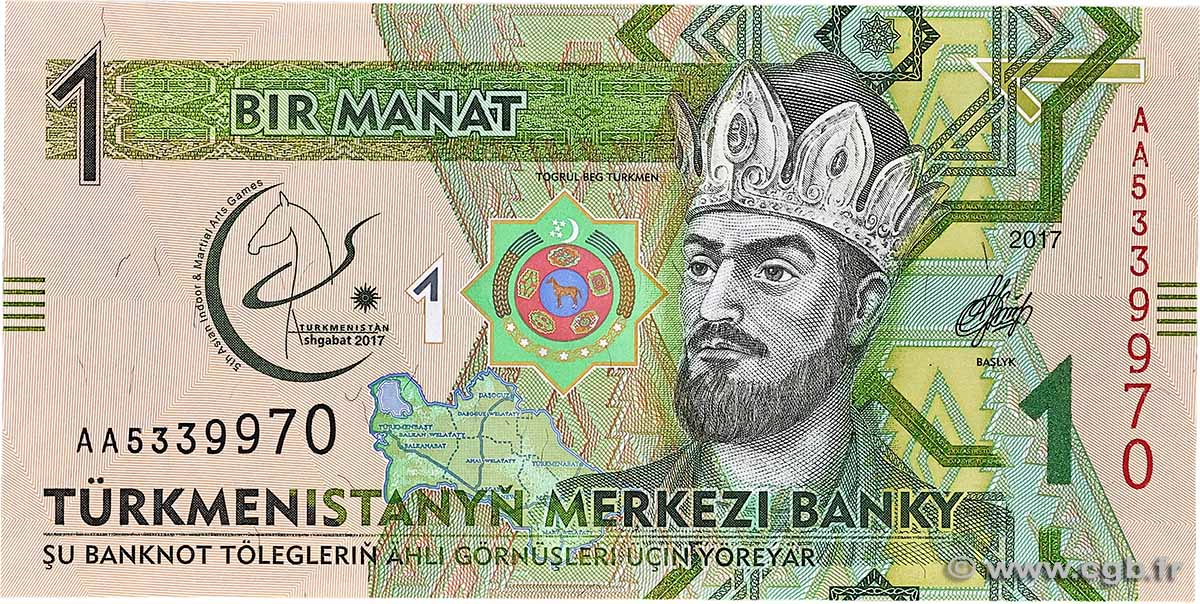 1 Manat TURKMÉNISTAN 2017 P.36 pr.NEUF