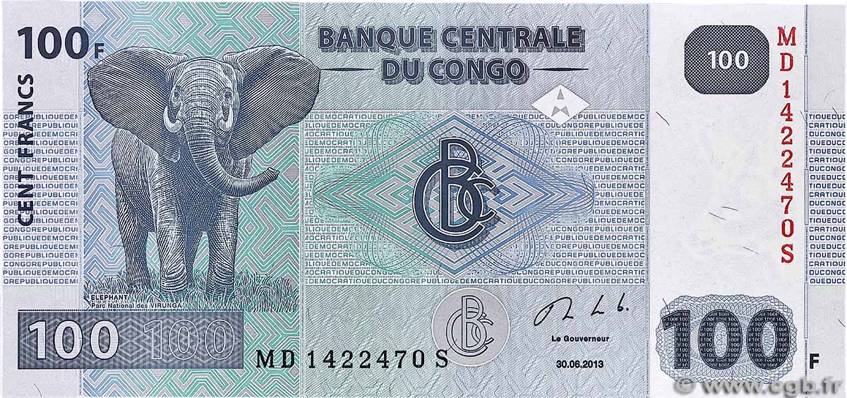 100 Francs CONGO, DEMOCRATIQUE REPUBLIC 2013 P.098b UNC-