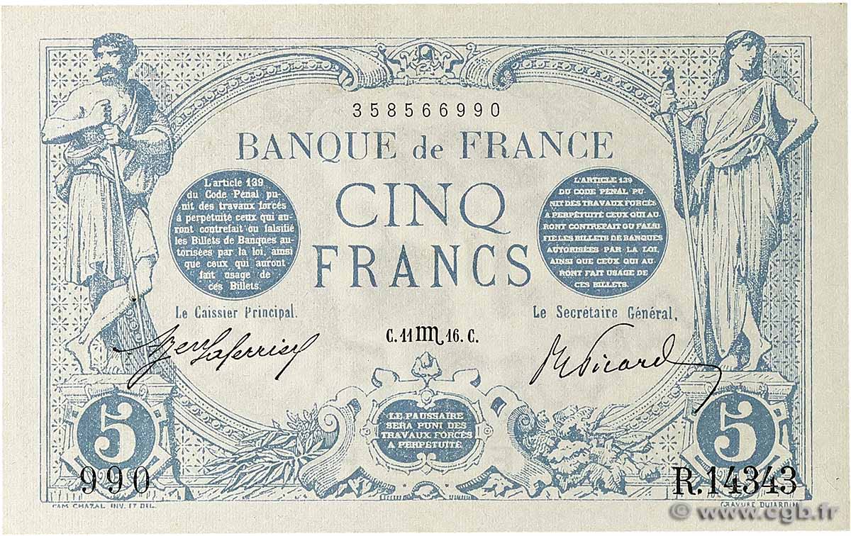 5 Francs BLEU FRANCE 1916 F.02.44 AU