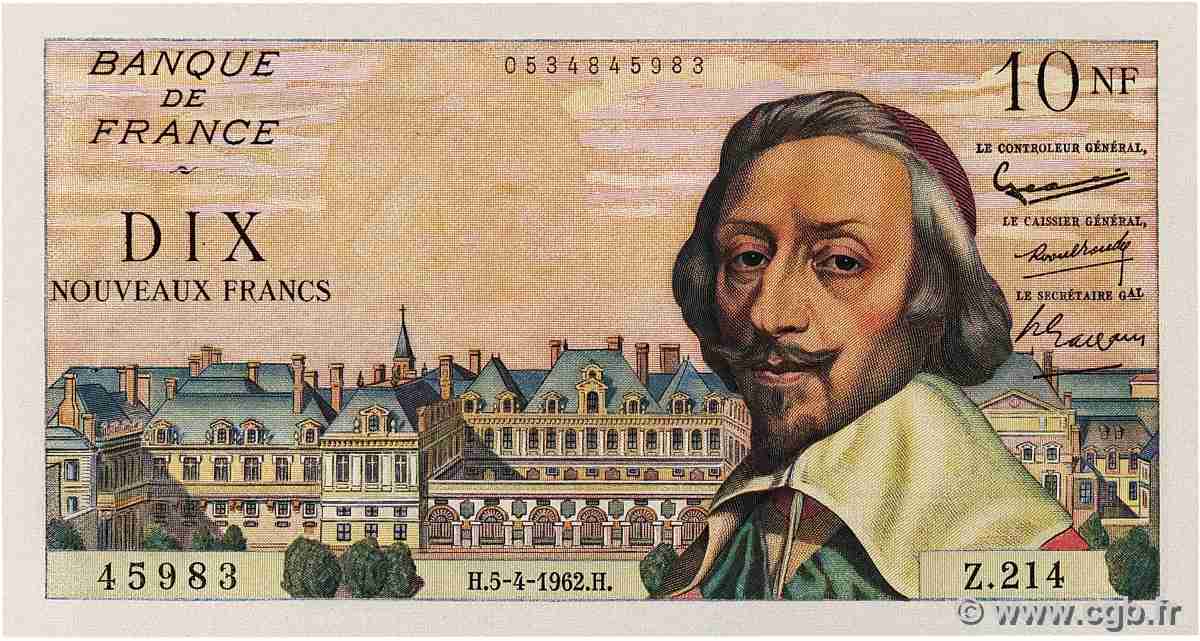 10 Nouveaux Francs RICHELIEU FRANCE 1962 F.57.18 AU