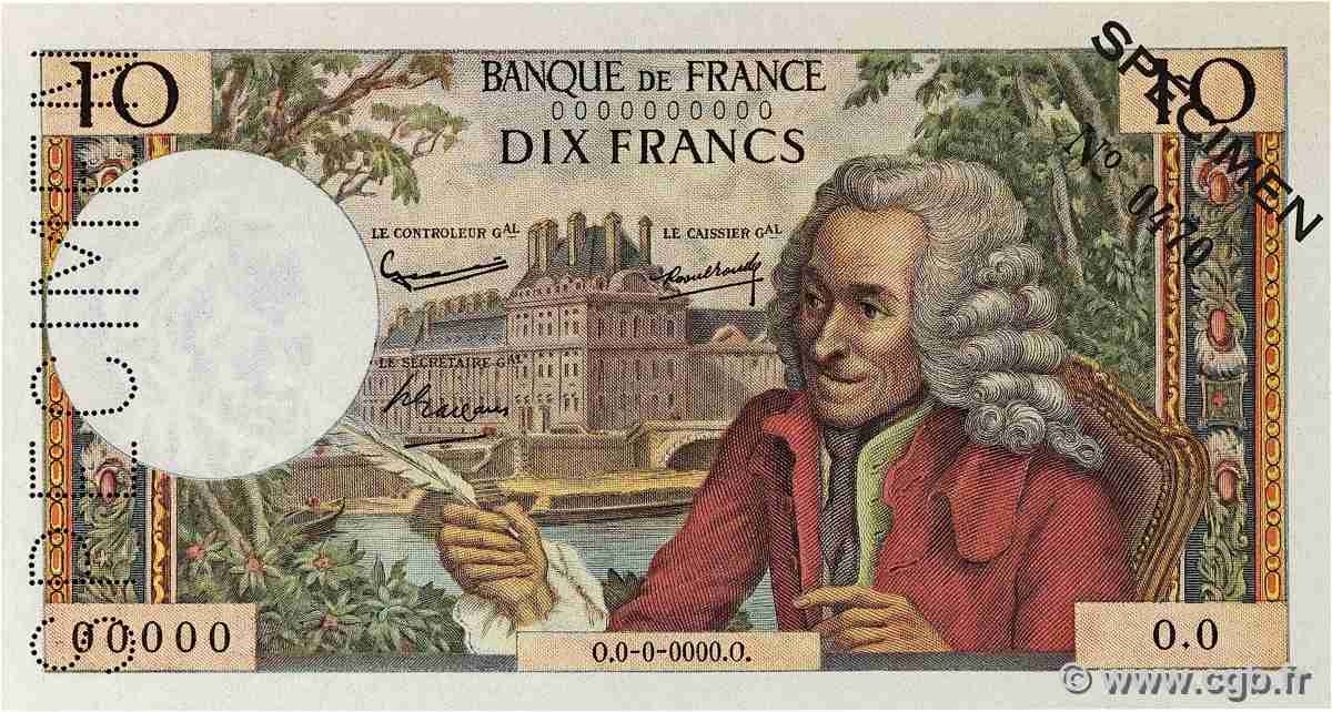10 Francs VOLTAIRE Spécimen FRANCE 1963 F.62.01Spn UNC