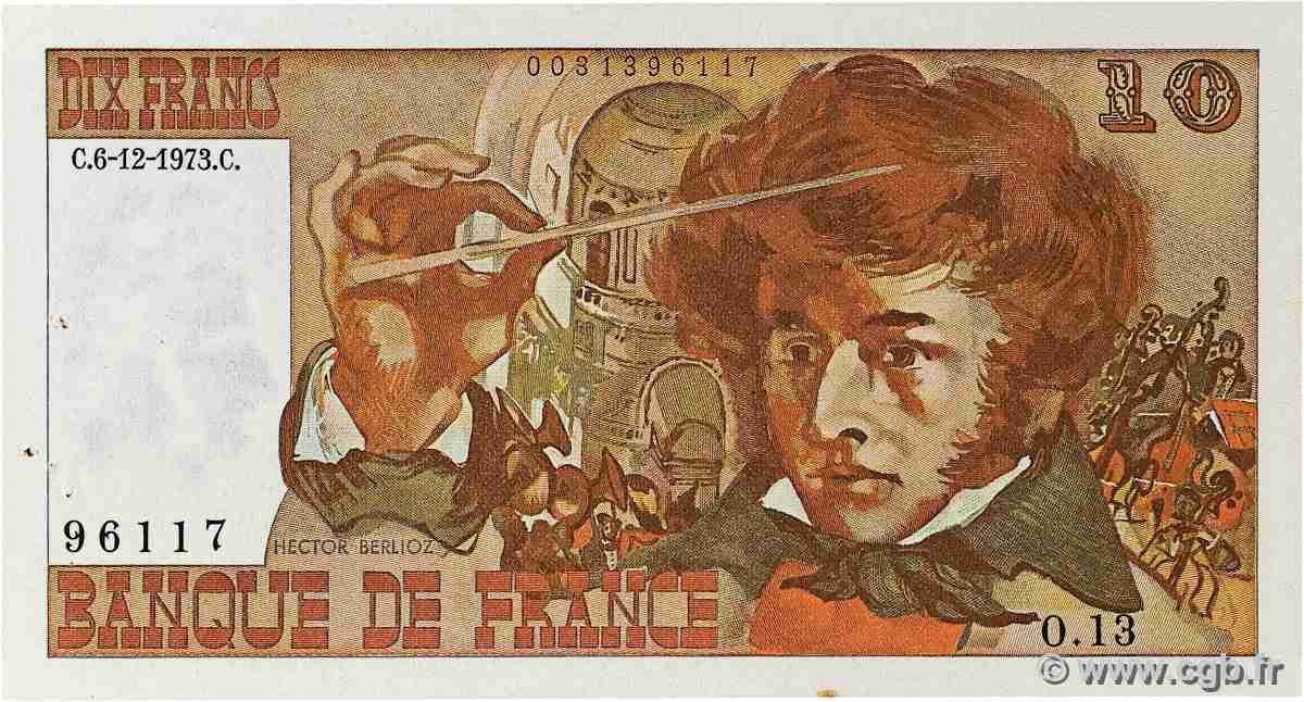 10 Francs BERLIOZ sans signatures FRANCE 1973 F.63bis.01 XF+