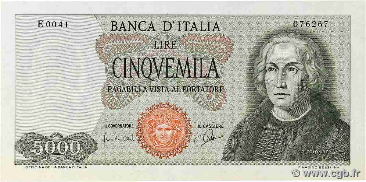 5000 Lire ITALY 1964 P.098a UNC-
