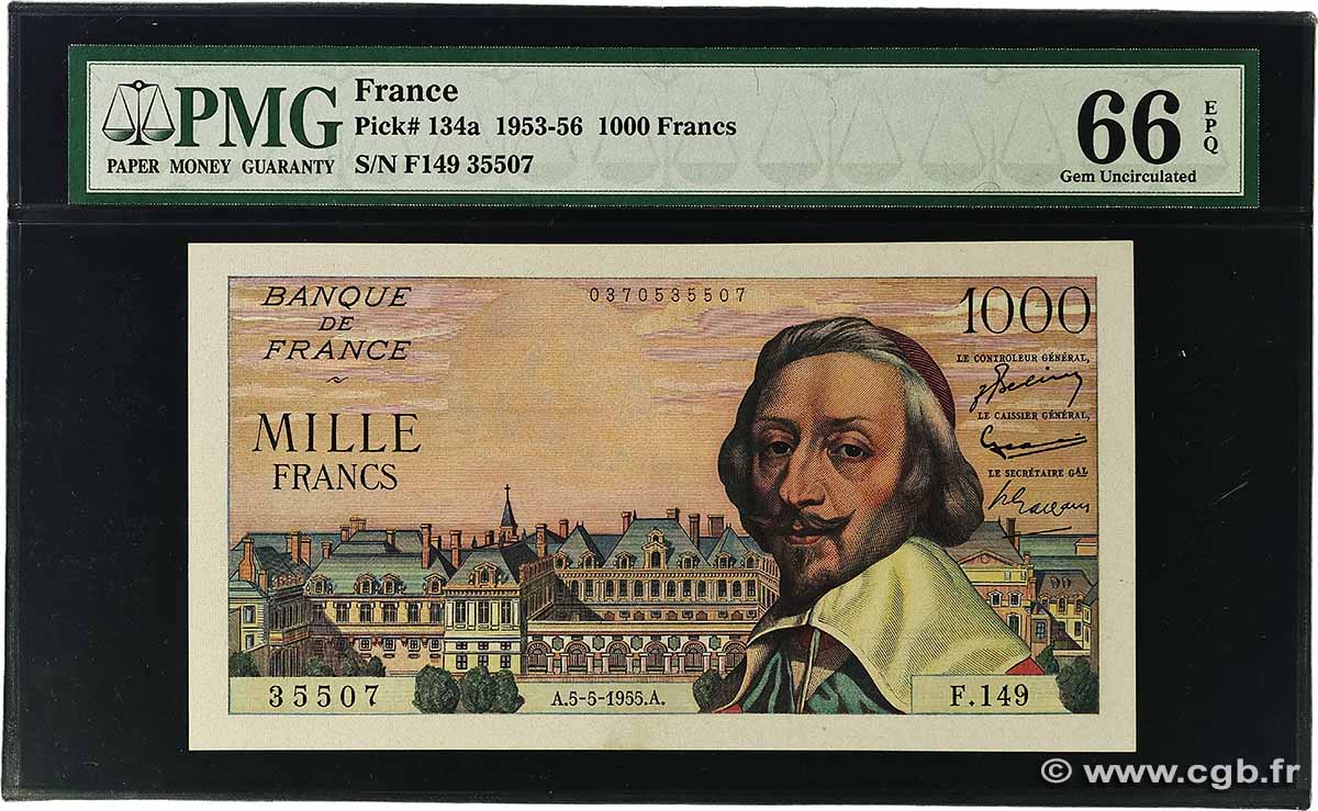 1000 Francs RICHELIEU FRANCIA 1955 F.42.13 FDC