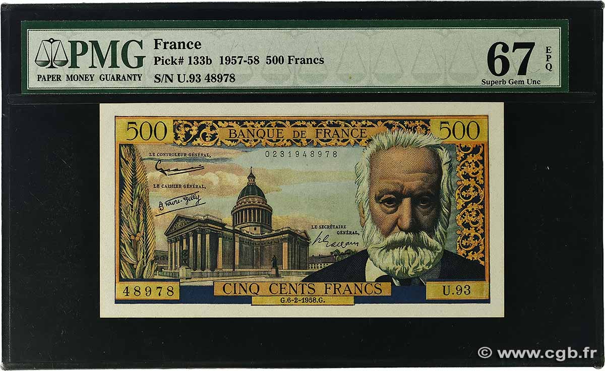 500 Francs VICTOR HUGO FRANCIA 1958 F.35.08 FDC