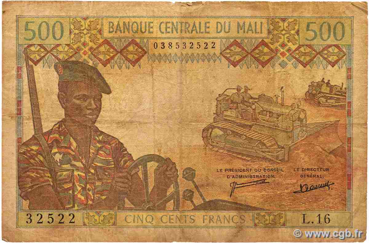 500 Francs MALI 1973 P.12d SGE