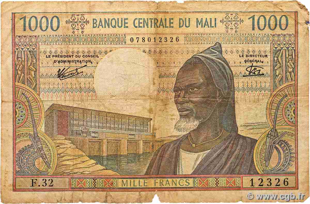 1000 Francs MALI 1970 P.13e G