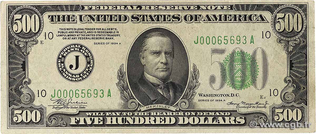 500 Dollars UNITED STATES OF AMERICA Kansas City 1934 P.434a VF+