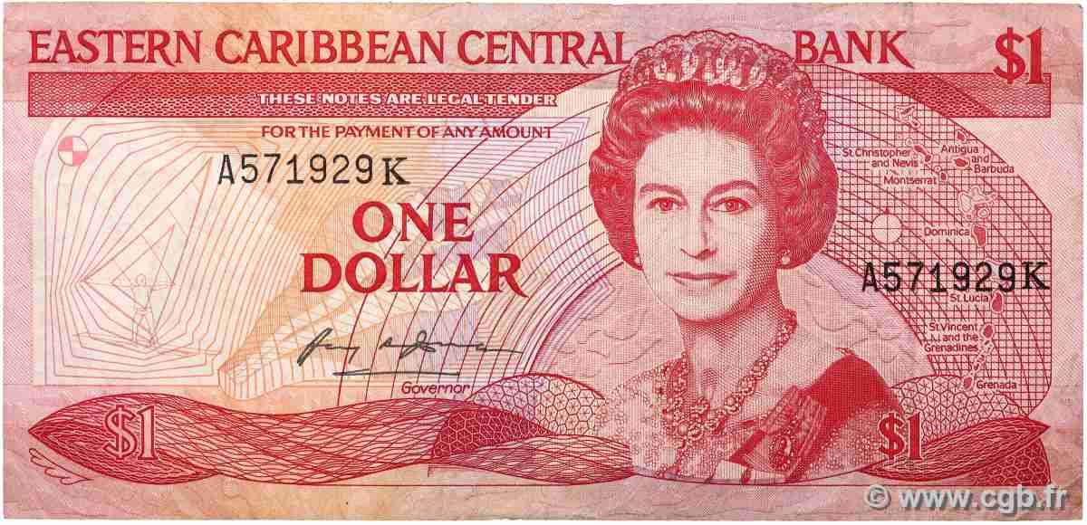 1 Dollar EAST CARIBBEAN STATES 1985 P.17k MB