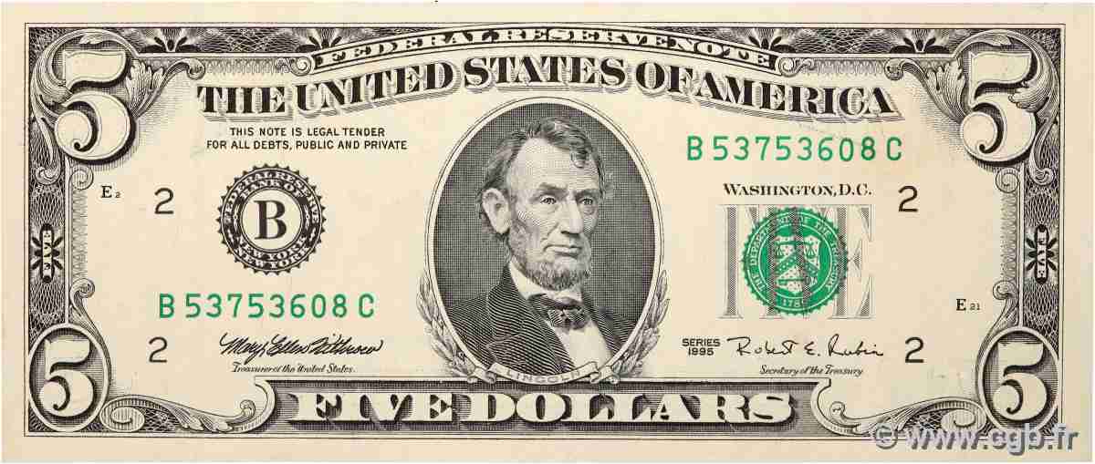 5 Dollars STATI UNITI D AMERICA New York 1995 P.498 SPL+