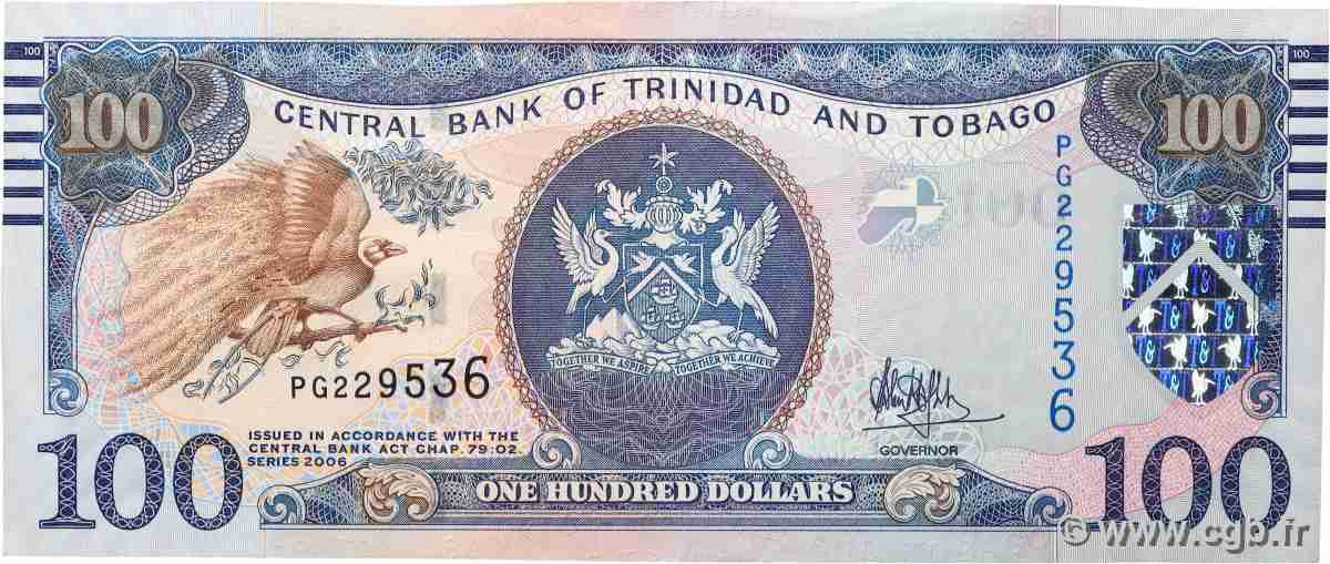 100 Dollars TRINIDAD and TOBAGO 2006 P.51a VF+