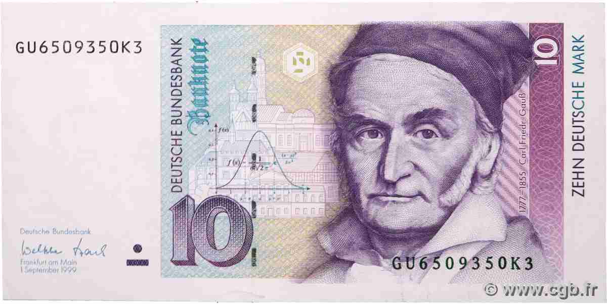 10 Deutsche Mark GERMAN FEDERAL REPUBLIC 1999 P.38d XF