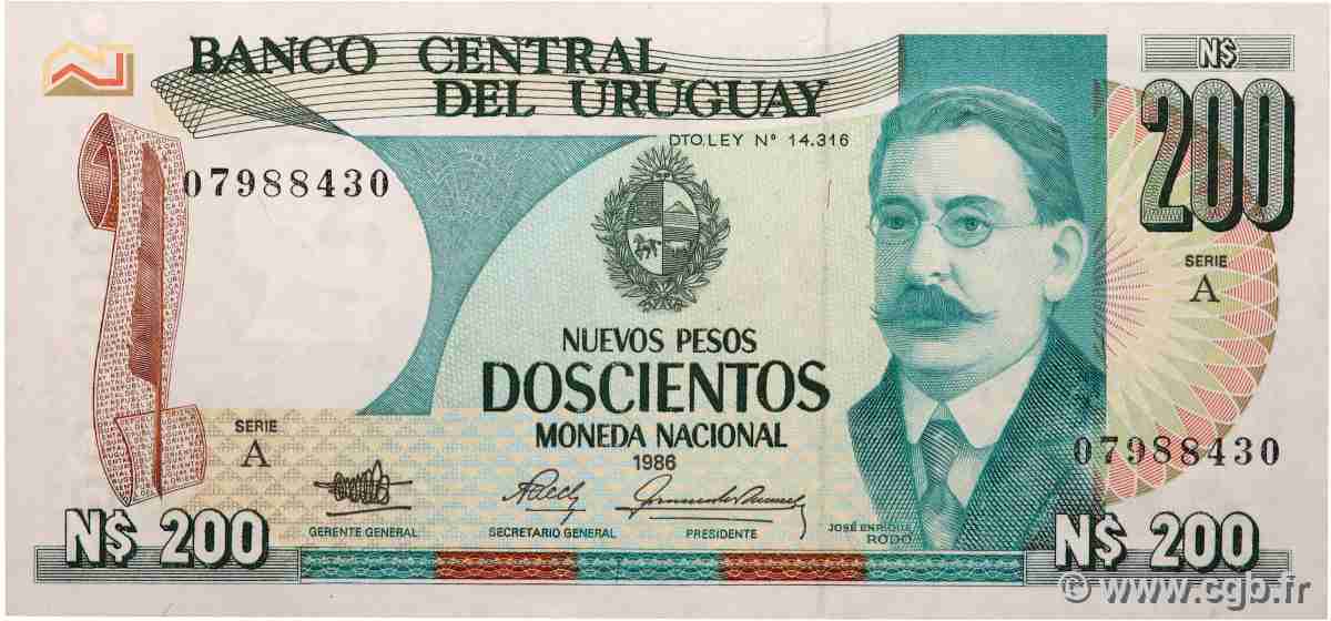 200 Nuevos Pesos URUGUAY 1986 P.066 UNC-