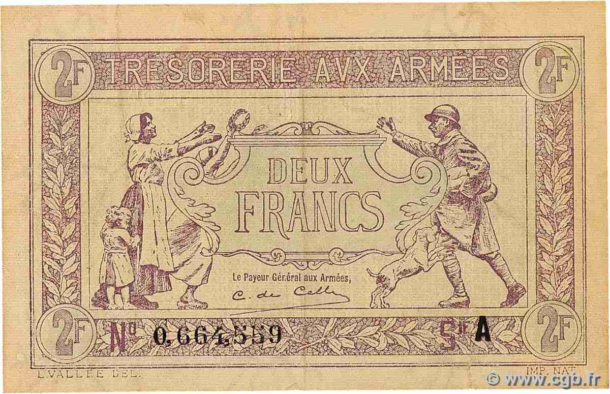 2 Francs TRÉSORERIE AUX ARMÉES FRANCE 1917 VF.05.01 VF+