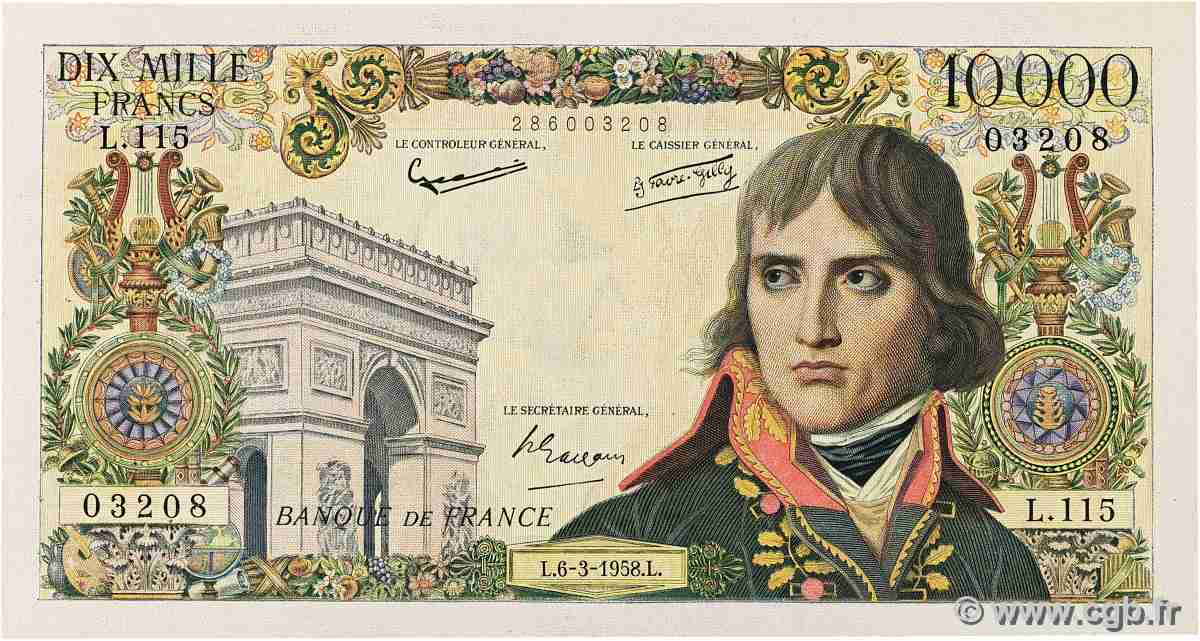 10000 Francs BONAPARTE FRANCE 1957 F.51.09 VF
