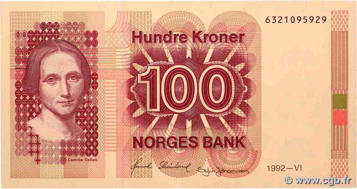 100 Kroner NORVÈGE 1992 P.43d SPL+