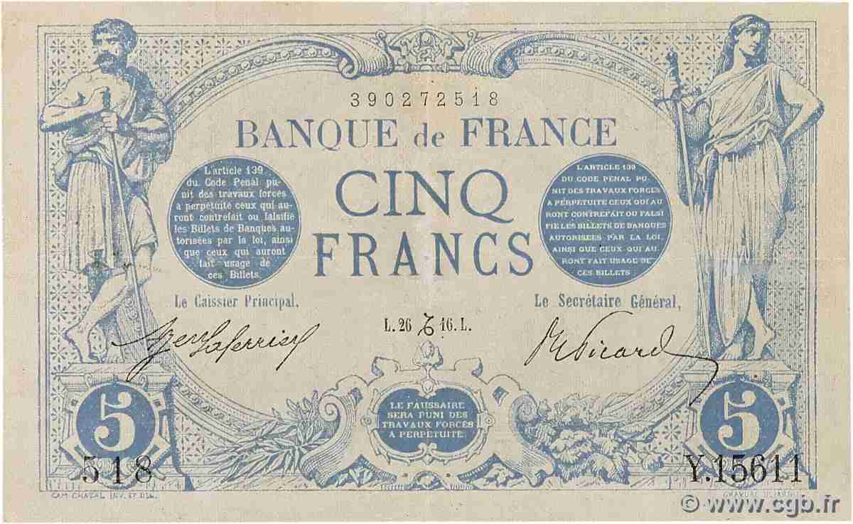 5 Francs BLEU FRANCE 1916 F.02.46 F