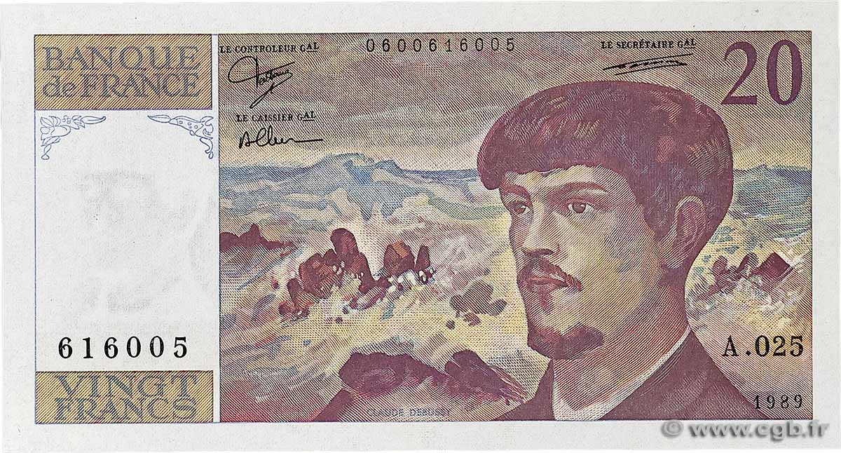20 Francs DEBUSSY FRANCE 1989 F.66.10A25 UNC
