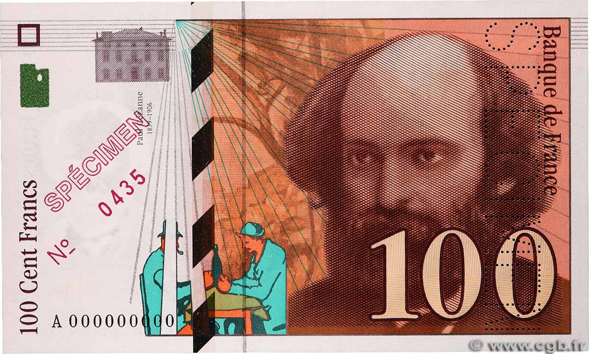 100 Francs CÉZANNE Spécimen FRANCE 1997 F.74.01Spn pr.NEUF