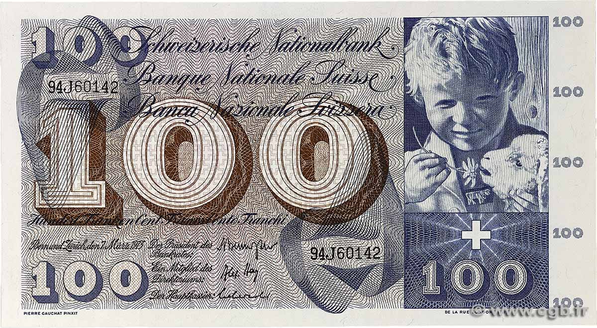 100 Francs SUISSE 1973 P.49o AU+