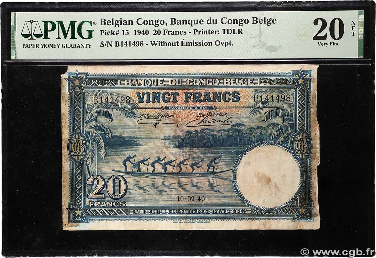 10 Francs BELGISCH-KONGO 1940 P.15 S