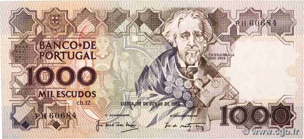 1000 Escudos PORTUGAL 1986 P.181b SUP+