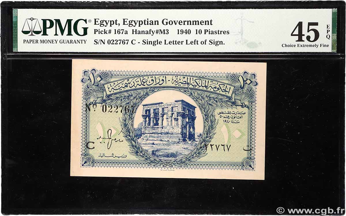 10 Piastres ÉGYPTE 1940 P.167a SUP