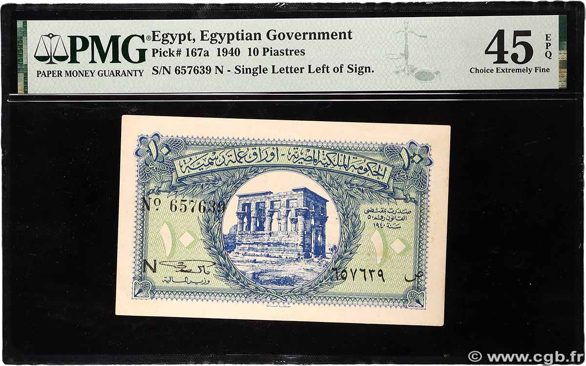 10 Piastres ÉGYPTE 1940 P.167a SUP