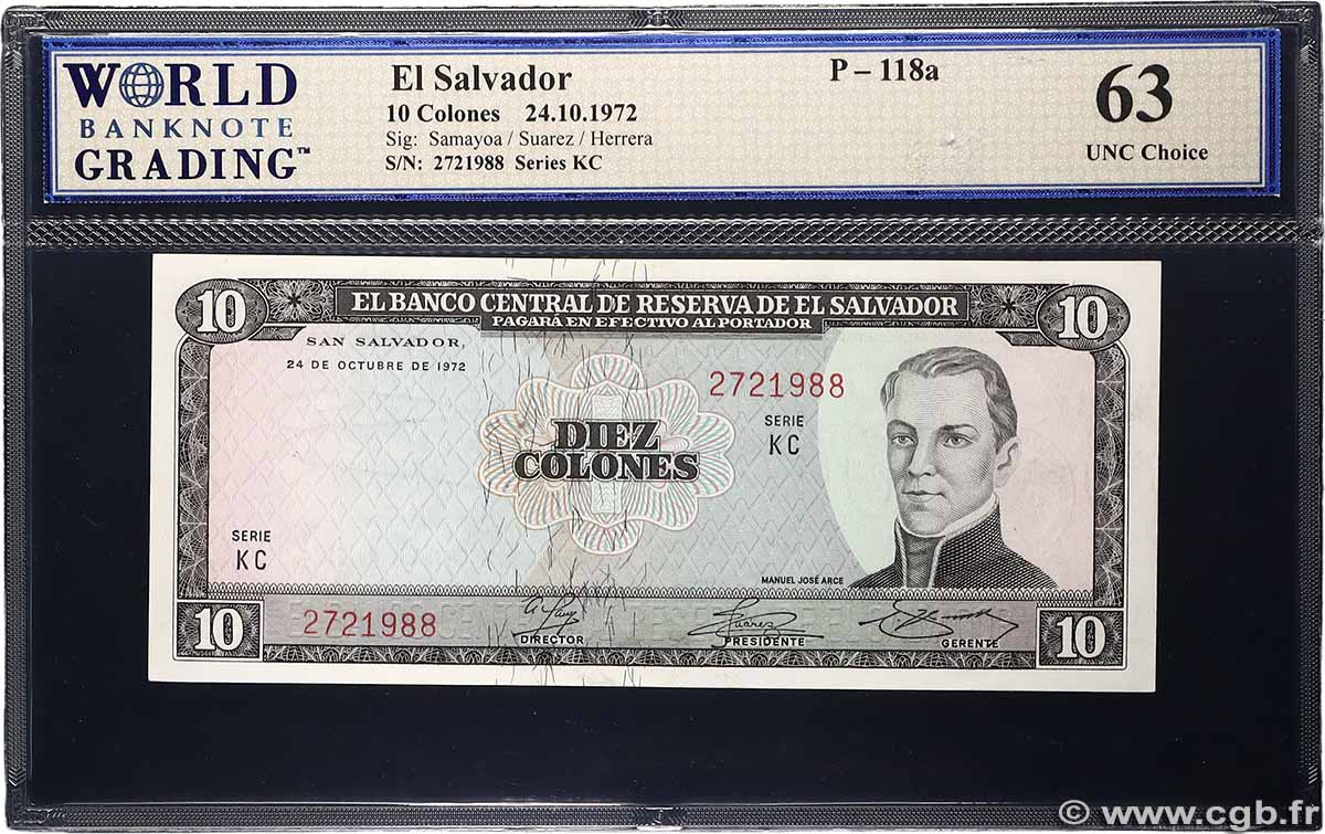 10 Colones EL SALVADOR 1972 P.118a UNC-