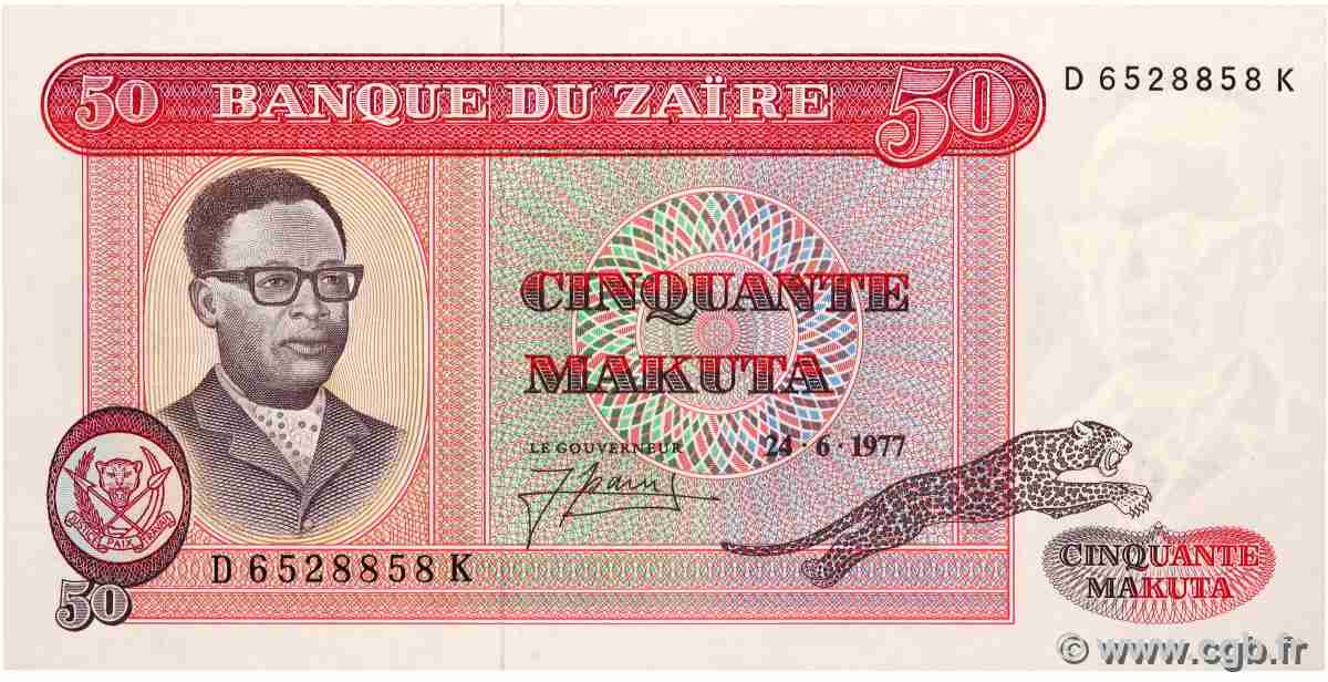 50 Makuta ZAIRE 1976 P.16b UNC-