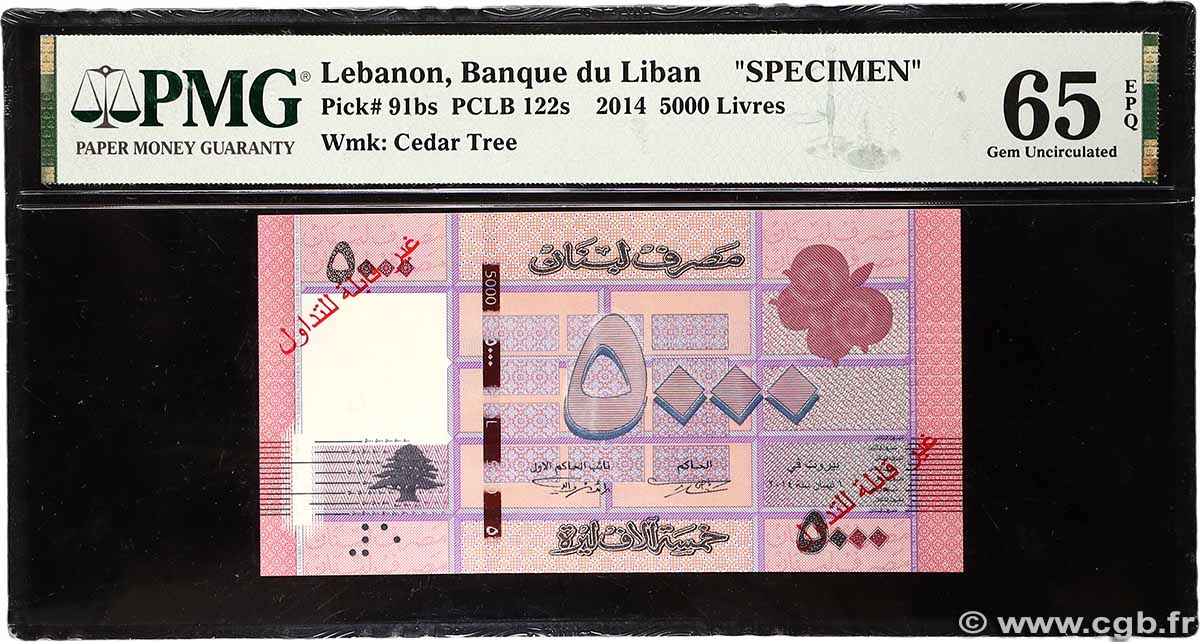 5000 Livres Spécimen LIBAN 2014 P.091bs NEUF