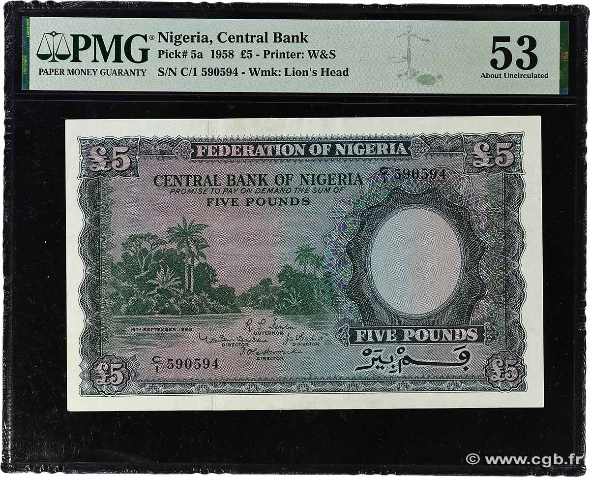 5 Pounds NIGERIA 1958 P.05a SUP+