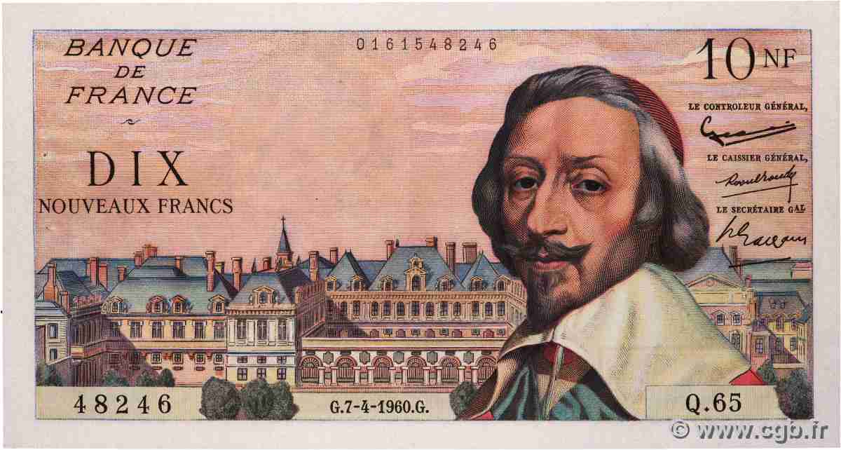 10 Nouveaux Francs RICHELIEU FRANCE 1960 F.57.06 pr.SPL