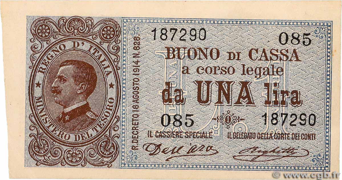 1 Lire ITALY 1914 P.036a XF+