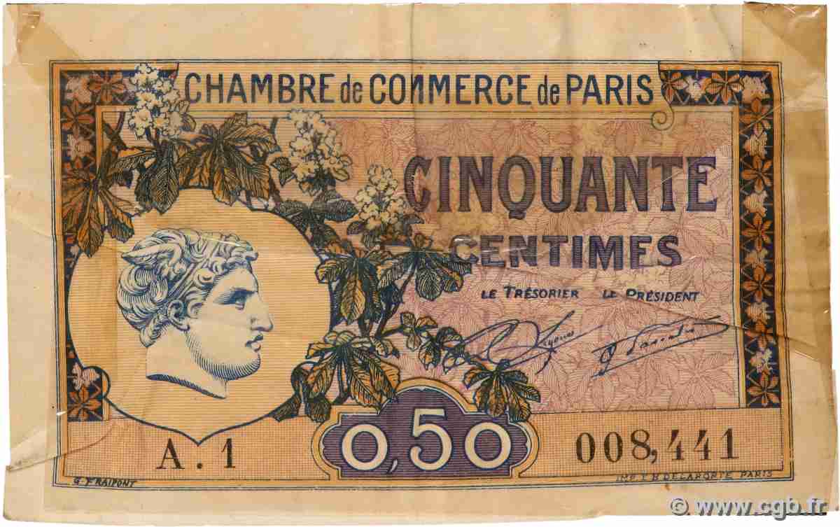 50 Centimes Publicitaire FRANCE regionalism and miscellaneous Paris 1920 JP.097.31 VF