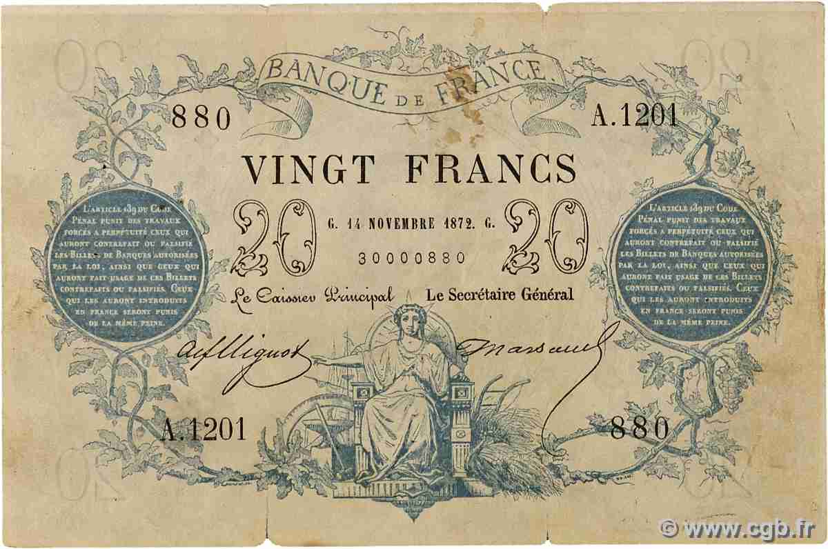 20 Francs type 1871 - Bleu FRANCE 1872 F.A46.03 F