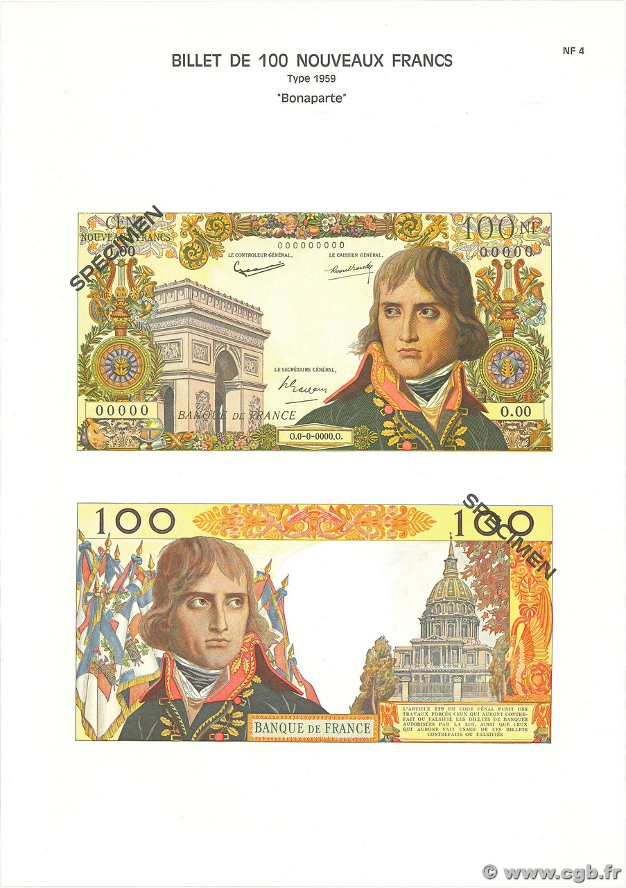 100 Nouveaux Francs BONAPARTE Planche FRANCE 1975 F.59pl pr.NEUF
