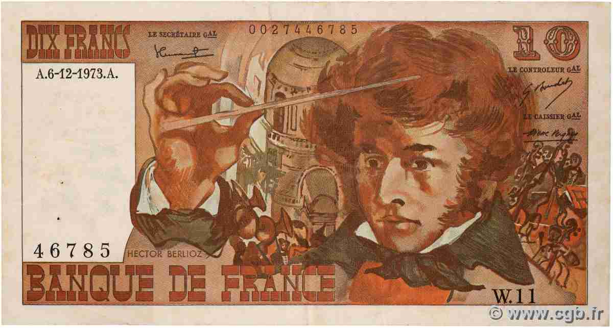 10 Francs BERLIOZ FRANCE 1973 F.63.02 F+
