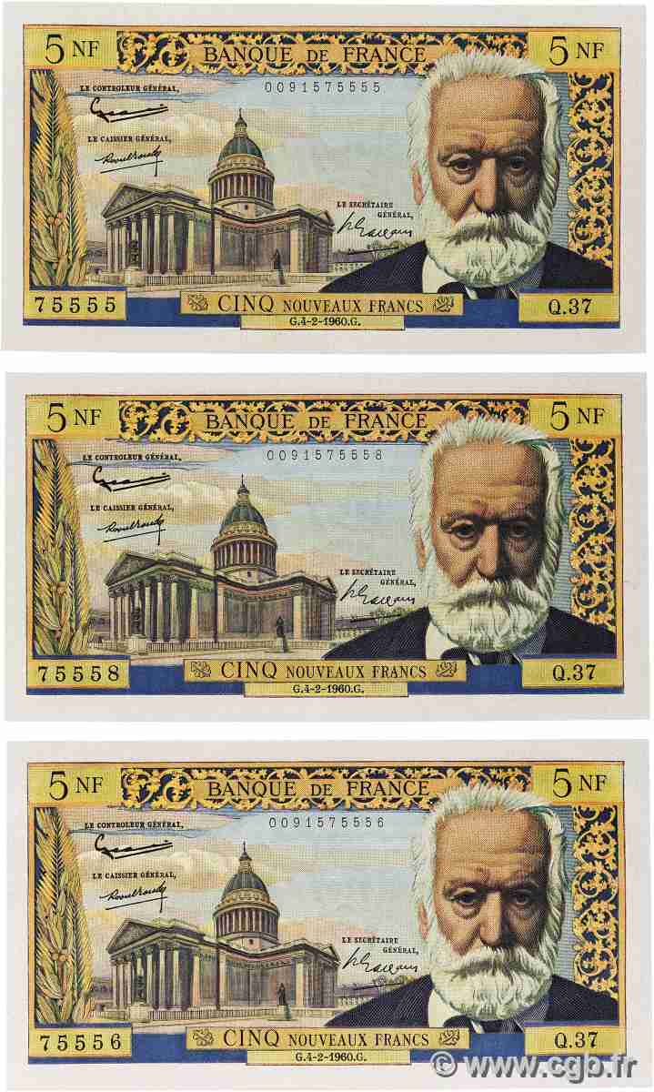 5 Nouveaux Francs VICTOR HUGO Lot FRANCE 1960 F.56.05 SPL