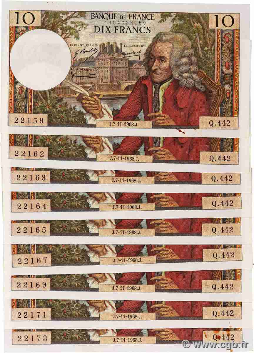 10 Francs VOLTAIRE Lot FRANCE 1968 F.62.35 AU