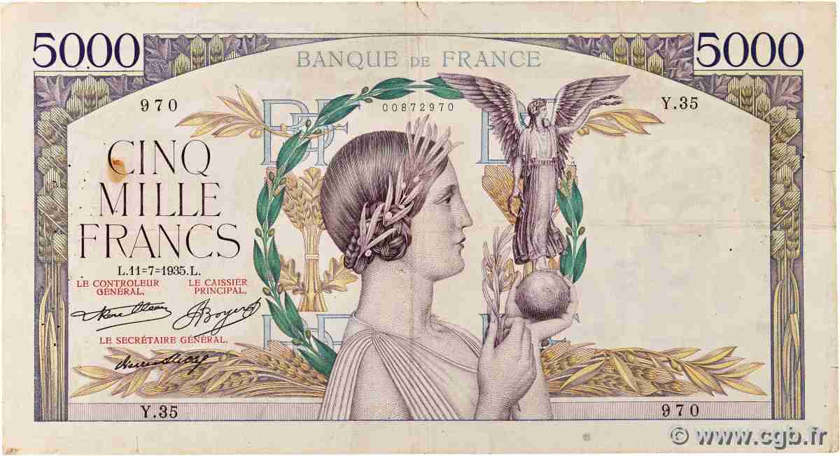 5000 Francs VICTOIRE FRANCE 1935 F.44.03 F