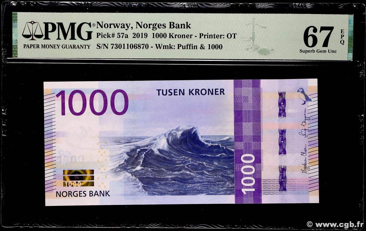 1000 Kroner NORVÈGE 2019 P.57a UNC