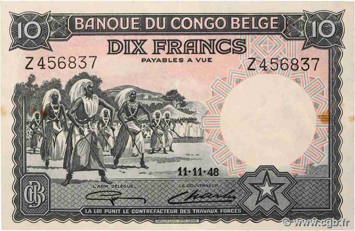 10 Francs BELGISCH-KONGO 1948 P.14E VZ