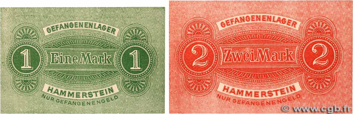1 et 2 Mark Lot GERMANY Hammerstein 1917 P.- UNC